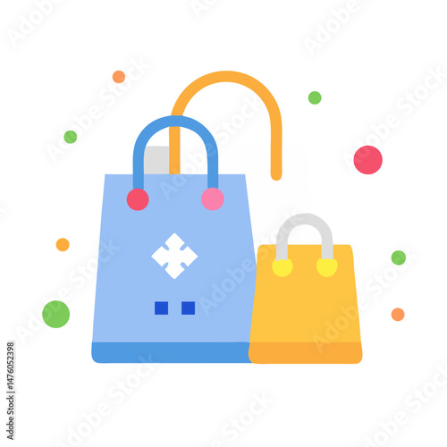 Colorful shopping bags illustration on a black background display