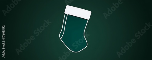 Sleek Christmas stocking icon in deep emerald green with simple curved outlines