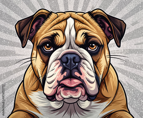 Sweet bulldog portrait, loyal gaze, loving companion