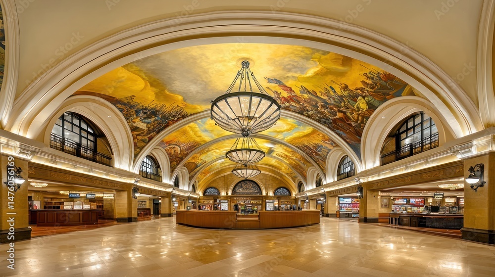 Obraz premium Grand interior view of a majestic station's spacious hall.