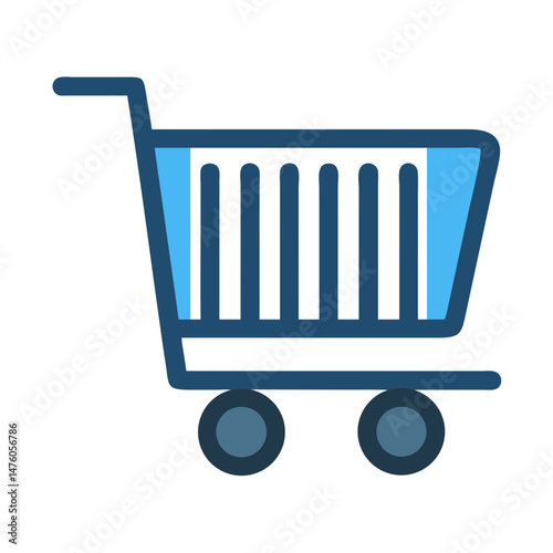 Simple Blue Shopping Cart Icon on Black Background