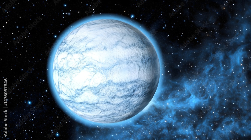 Naklejka premium Frozen celestial body in a cosmic expanse.