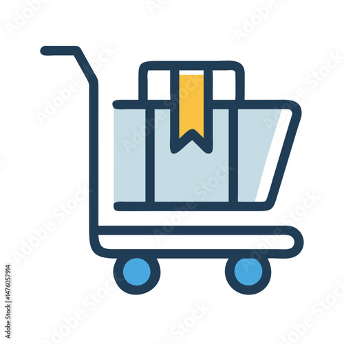 Hand truck with shipping box icon illustration for delivery
