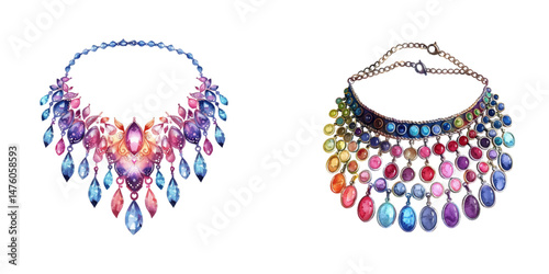 chocker necklace watercolor vector illustration