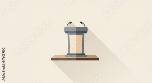 Modern Podium Design with Dual Microphones for Presentations and Speeches