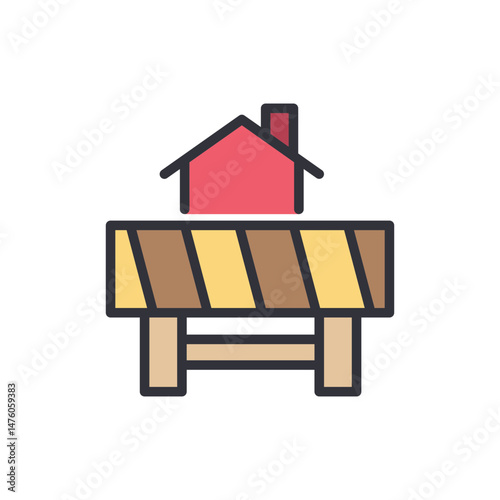 Under Construction Sign With A Small House Depicting Renovation Concept