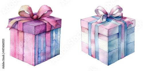 christmas gift box watercolor vector illustration