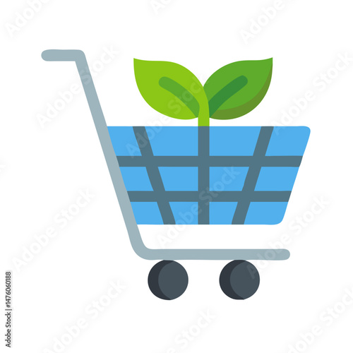 Green shopping: cart with leaves signifying eco-friendly choices
