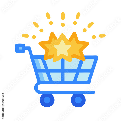 Blue shopping cart with a star rating symbol