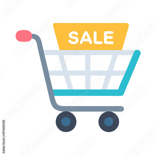 Simple shopping cart illustration highlighting sale event message