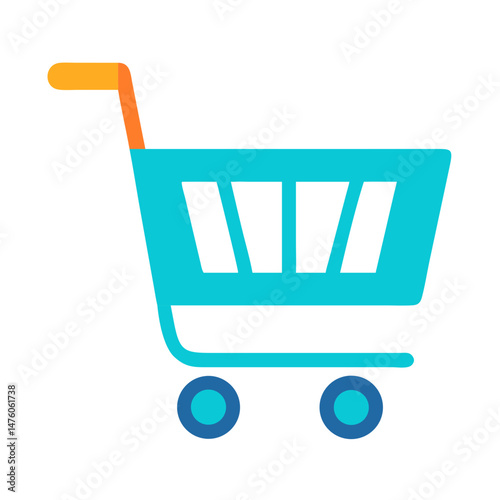 Minimalist flat vector illustration of a shopping cart icon