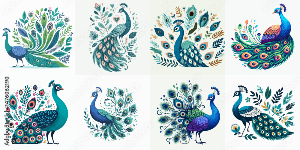 Obraz premium collection of peacock illustration