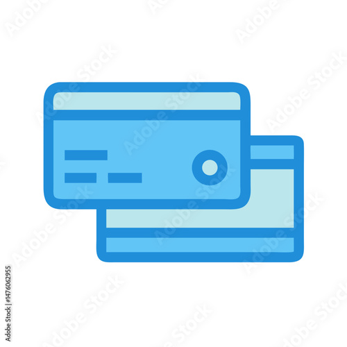 Modern blue credit card icon illustration on black background