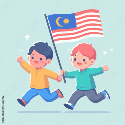 illustration of people celebrating Malaysian independent day