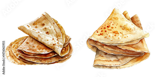 crepes watercolor vector illustration