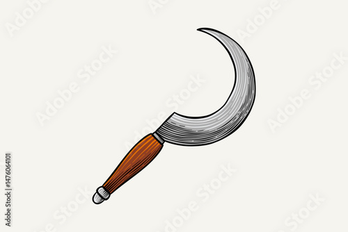 hand drawn colored sickle illustration