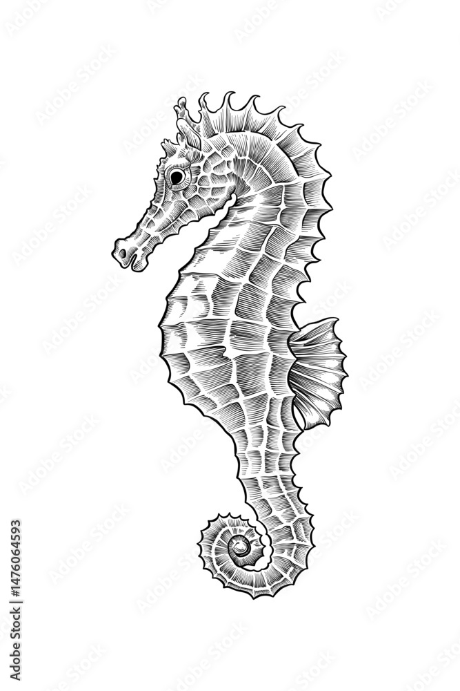 Fototapeta premium hand drawn seahorse illustration drawing