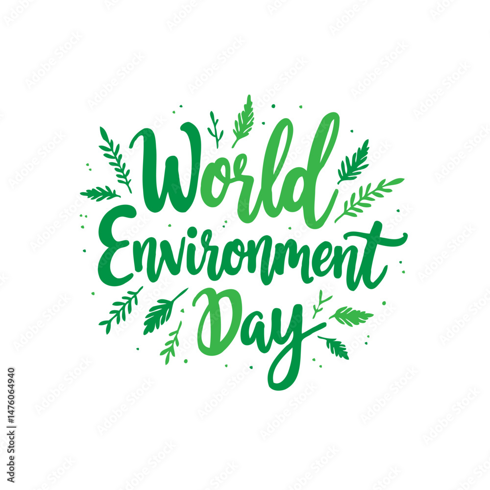 Obraz premium Illustrative World Environment Day Typography Design with Green Leaves Ornament