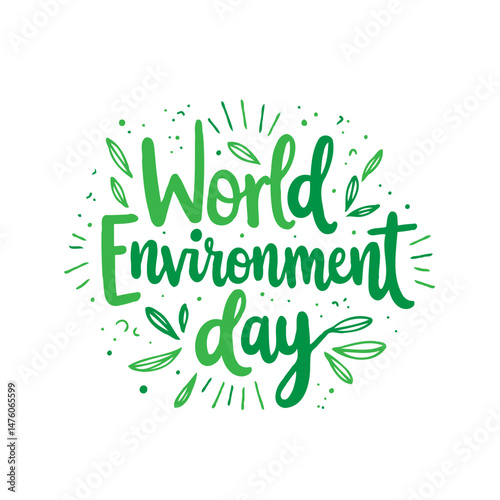 Verdant Typography Celebrating World Environment Day with Foliage Accents