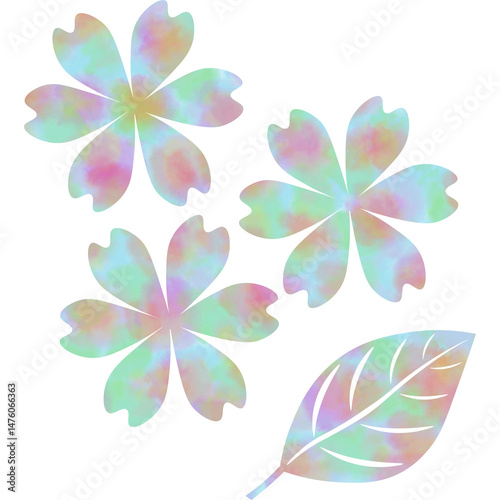 Fototapeta Naklejka Na Ścianę i Meble -  Clip art image of beautiful watercolor pattern flowers and leaves icon.