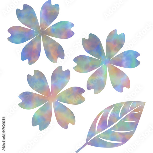 Fototapeta Naklejka Na Ścianę i Meble -  Clip art image of beautiful watercolor pattern flowers and leaves icon.