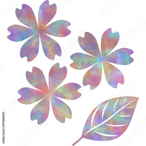 Fototapeta Naklejka Na Ścianę i Meble -  Clip art image of beautiful watercolor pattern flowers and leaves icon.