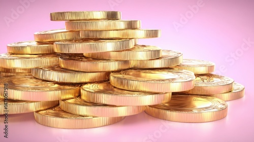 A pile of shiny gold coins symbolizing wealth and prosperity in a conceptual financial system alignment