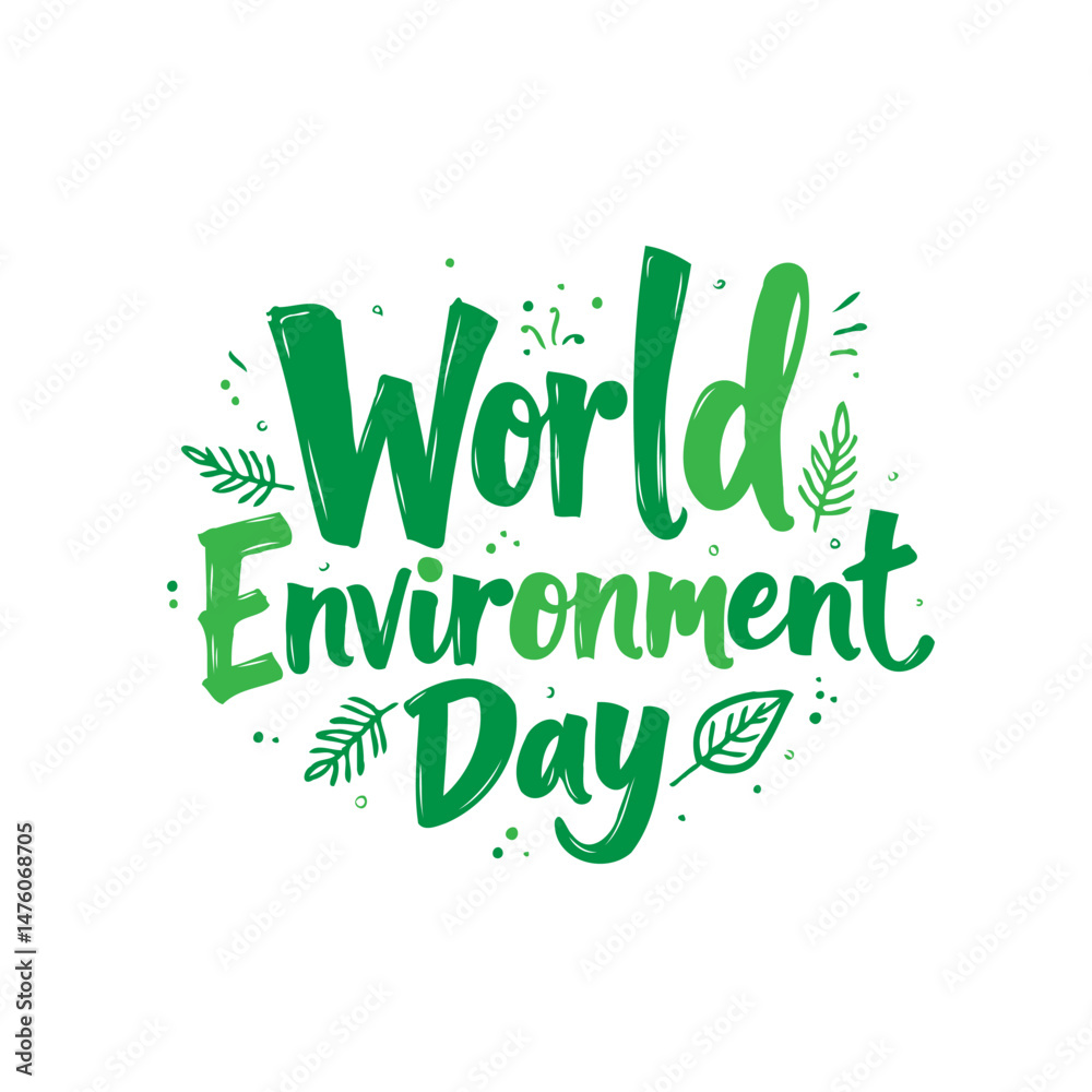 Fototapeta premium Lush typography celebrating World Environment Day with verdant lettering