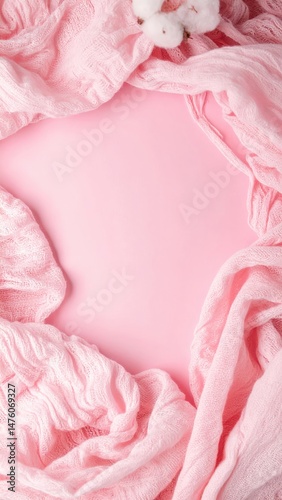 Wallpaper Mural A soft, delicate pink scarf elegantly drapes across a light, neutral background, showcasing its texture and subtle sheen, perfect for fashion styling. Torontodigital.ca