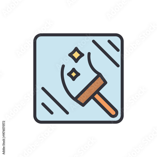 Symbolic Icon Depicting Cleanliness With Window Wiping In Creative Style