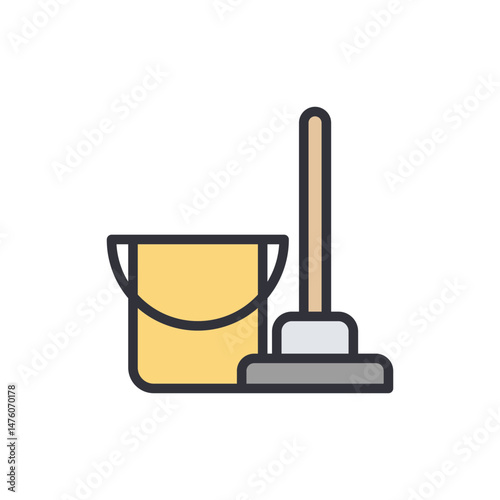 Minimalist Illustration Of Cleaning Equipment On Transparent Background