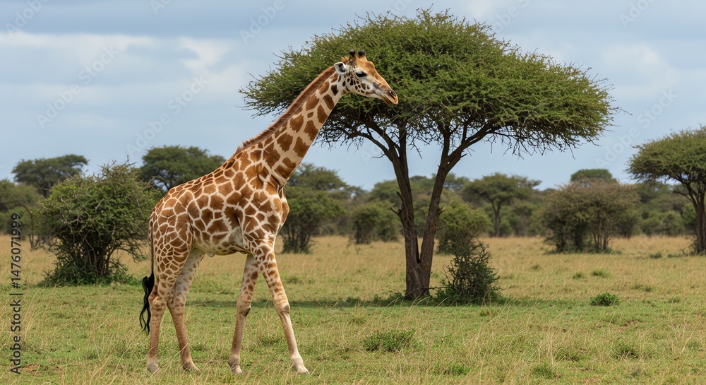Fototapeta premium Giraffe Walking in Savanna