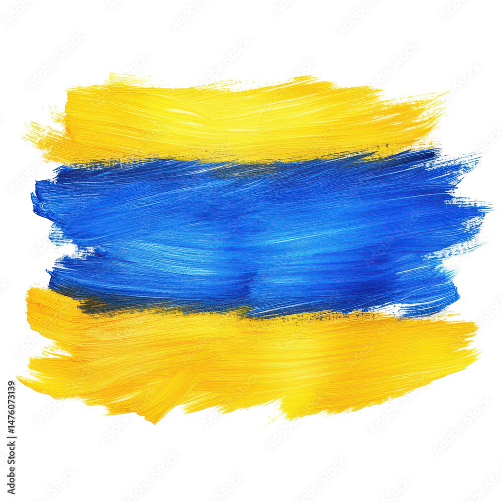 Brushstrokes of Ukrainian Spirit: Bold strokes of blue and yellow intertwine, painted with an artistic touch, embodying the vibrancy and resilience of the Ukrainian spirit.