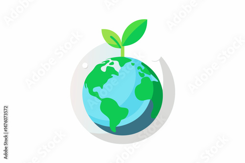 earth globe with plant growing
