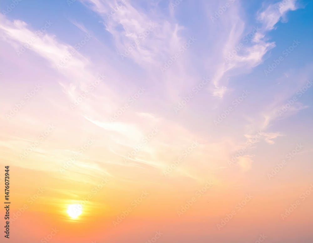 Fototapeta premium A vibrant blue sky stretches overhead, dotted with fluffy white clouds, creating a serene backdrop that evokes a sense of calm and tranquility.