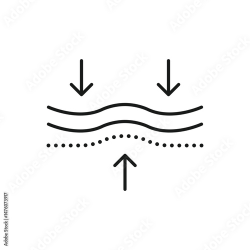 Elasticity line icon, vector pictogram of elastic material. Skincare illustration, anti wrinkle, facelift sign for cosmetics packaging.
