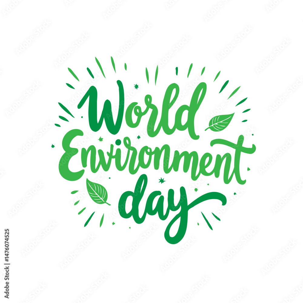 Obraz premium Lush Calligraphy Celebrating World Environment Day with Natural Green Tones