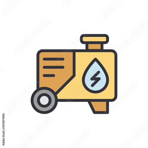 Portable Electric Generator With Wheels For Power Supply Concept