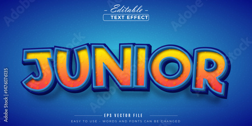 Yellow orange junior text, editable text effect.
