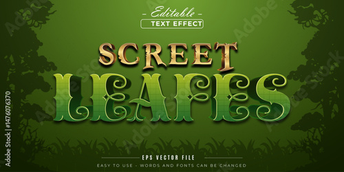 Screet leaves text style, editable text effect.