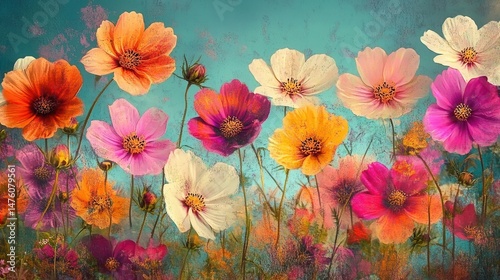 Wallpaper Mural Vibrant Cosmos Flowers in a Summer Field Torontodigital.ca