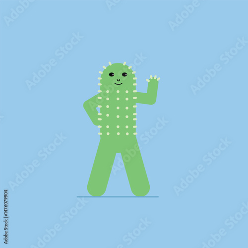 Cactus plant character illustration