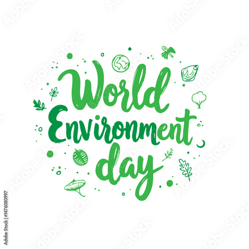 Celebration of Environmental Awareness with Hand-Drawn Green Graphic Element