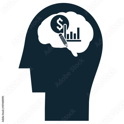 Financial thought icon vector for strategic planning and money mindset. Ideal for fintech design, consulting, and personal finance interface.
