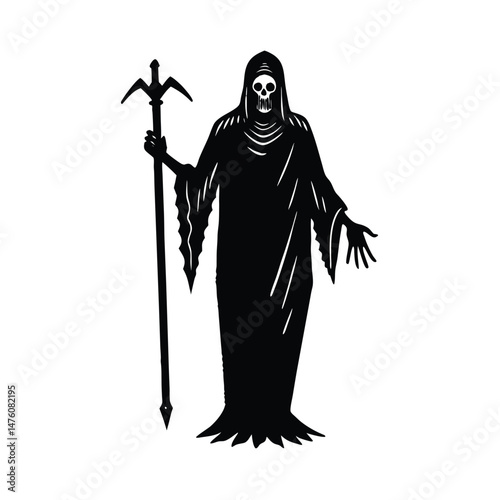 Silhouette of the Grim Reaper Holding a Scythe