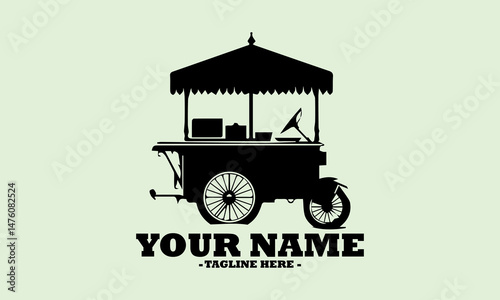 Meatball food cart vector illustration of a street food cart. food cart vector logo design, chicken noodle food cart, food cart icon