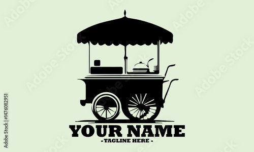 Meatball food cart vector illustration of a street food cart. food cart vector logo design, chicken noodle food cart, food cart icon