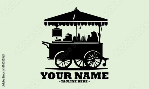 Meatball food cart vector illustration of a street food cart. food cart vector logo design, chicken noodle food cart, food cart icon
