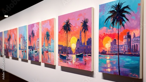 Colorful cityscape paintings