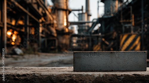 Industrial Metal Plaque: A Gritty, Atmospheric Still Life
